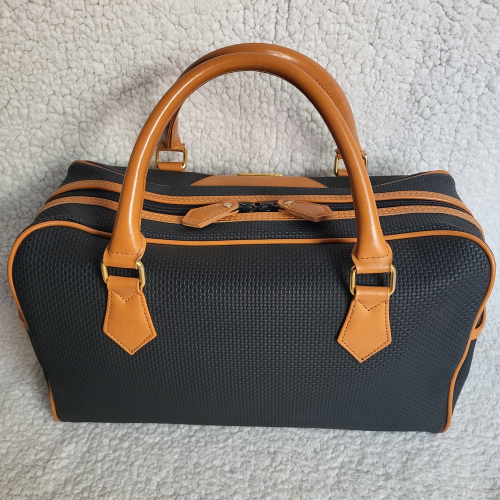 Yves Saint Laurent Black and Tan Leather travel duffle Boston Bag Authentic - Picture 4 of 11